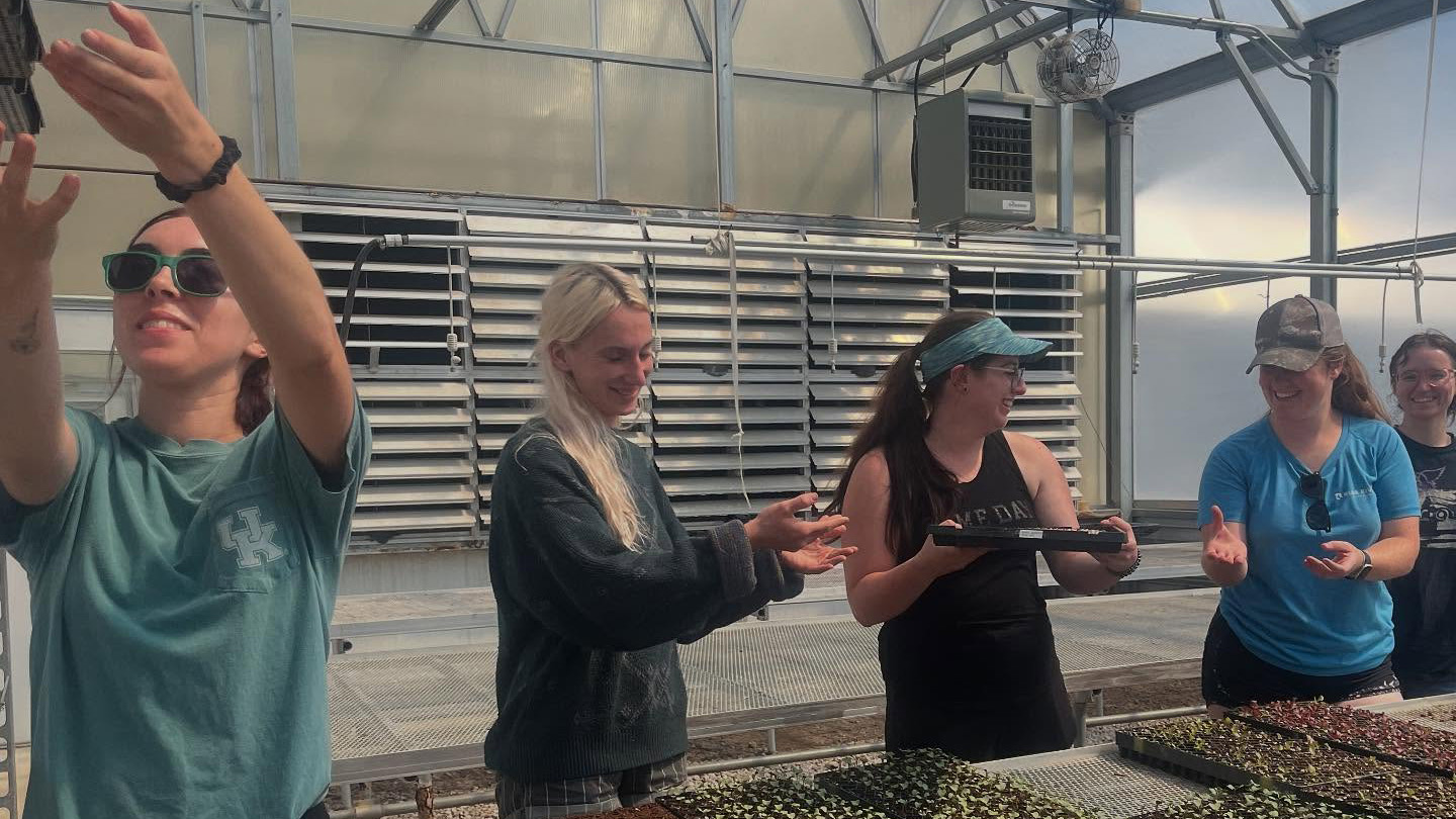 Student apprentices in greenhouse and transplant production class